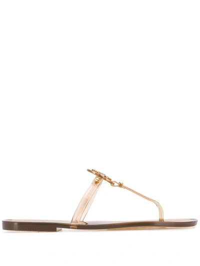 Tory Burch Mini Miller Flat Thongs In Beige