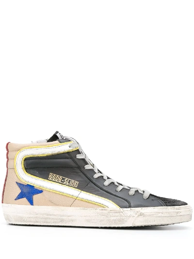 Golden Goose Men's Shoes High Top Leather Trainers Sneakers Slide In Black