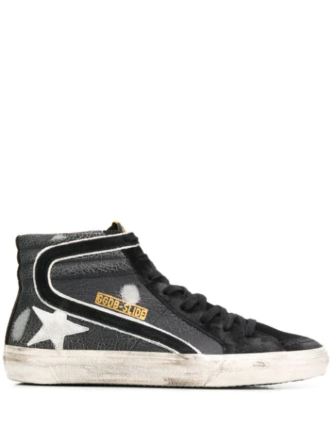 black high top golden goose sneakers