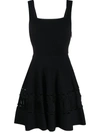 Alexander Mcqueen Ribbed Detail Flared Dress In Black