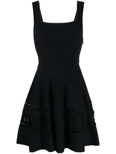 Alexander Mcqueen Ribbed Detail Flared Dress In Black