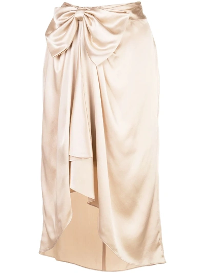 Cinq À Sept Emma Tie Waist Silk Skirt In Neutrals