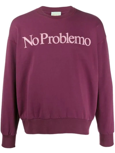 Aries No Problemo Print Sweatshirt In Burgundy