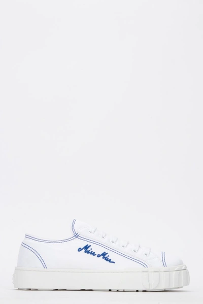 Miu Miu White Canvas Sneakers Nd Donna 40 In Bianco+bluette | ModeSens