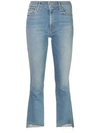 Mother Fray Hem Bootcut Jeans In Blue