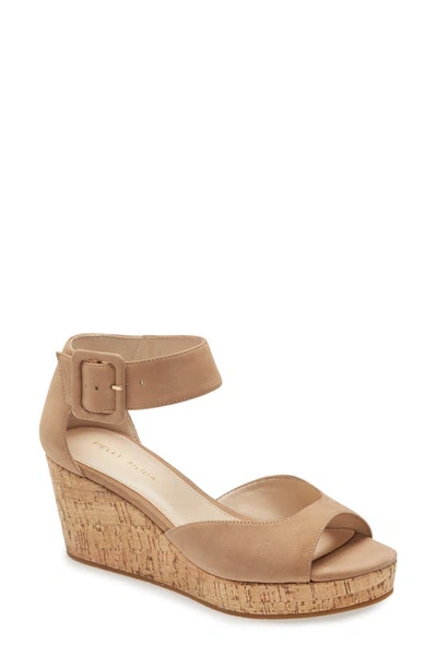 Pelle Moda Koko Platform Wedge Sandal In Latte Nubuck Leather