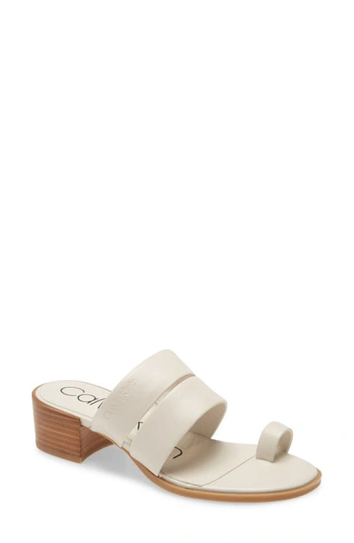 Calvin Klein Peggy Sandal In Soft White Leather
