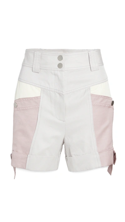 Rebecca Taylor Colorblock Linen & Cotton Blend Shorts In Multi Combo