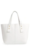 Frame Medium Les Second Calfskin Leather Tote In Blanc