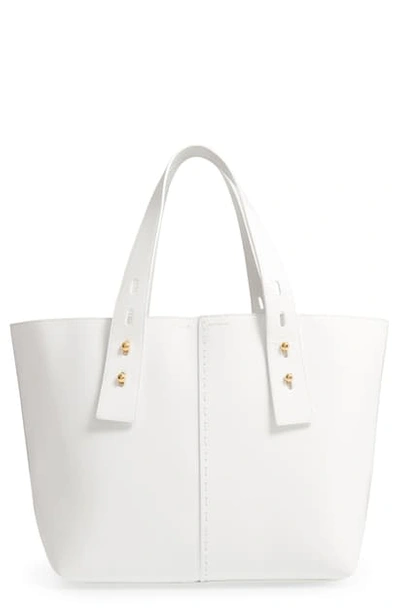 Frame Medium Les Second Calfskin Leather Tote In Blanc