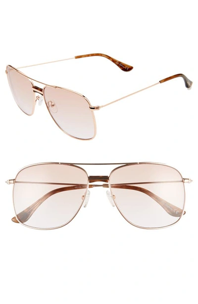 Sam Edelman 56mm Navigator Aviator Sunglasses In Rose Gold