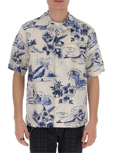 Prada Hawaiian Pattern Shirt In White