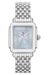 Michele Deco Madison Diamond Dial Watch Head & Bracelet, 29mm X 31mm In Silver/ Blue Sky