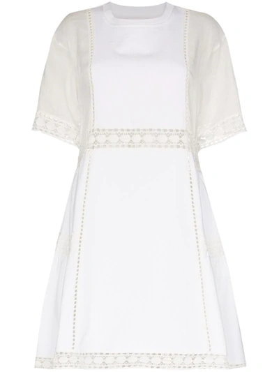 See By Chloé Lace Trim Mini Dress In White