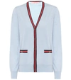 Tory Burch Madeline Contrast-trim Cardigan In Blue