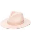 Rag & Bone Woven Straw Fedora In Pink