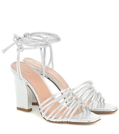 Aeyde Daisy Metallic-leather Sandals In Silver