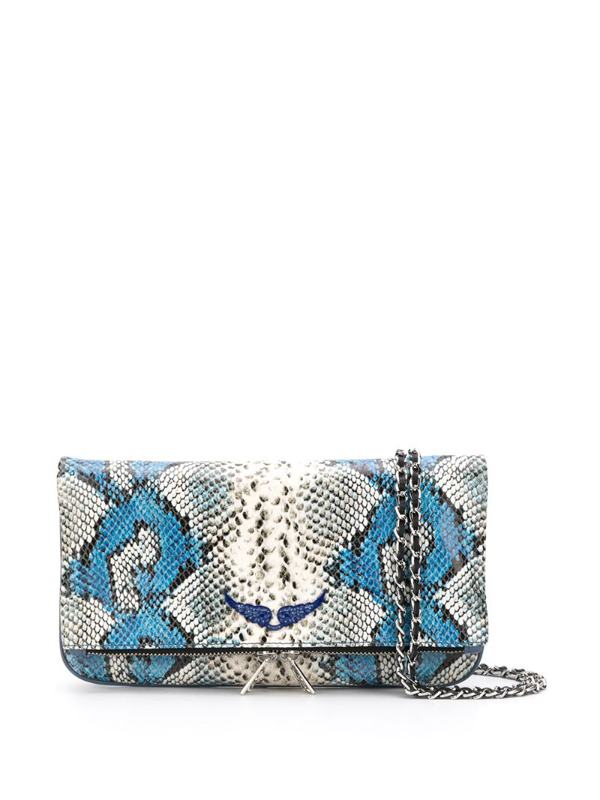 Zadig & Voltaire Nano Rock Snake Embossed Leather Crossbody Bag In Blue ...
