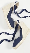 Soludos Wedge Lace-up Espadrille Sandal In Midnight Blue