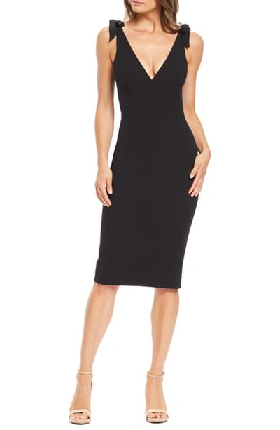 Dress The Population Lita Tie Cocktail Dress In Black