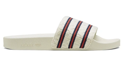 Pre-owned Adidas Originals  Adilette Extra Butter Cableknit In Off White/collegiate Navy/scarlet
