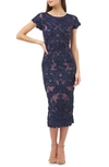 Js Collections Soutache Lace Midi Dress In Navy Rose