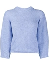 Tibi Cozette Alpaca & Wool Blend Crop Sweater In Blue