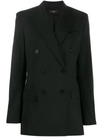 Theory Double-breasted Tailored Blazer In Black