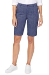 Nydj Stretch Linen Blend Bermuda Shorts In Agua Stripe