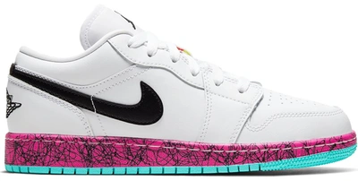 Pre-owned Jordan 1 Low Multi-color Midsoles White (gs) In White/black-multi-color