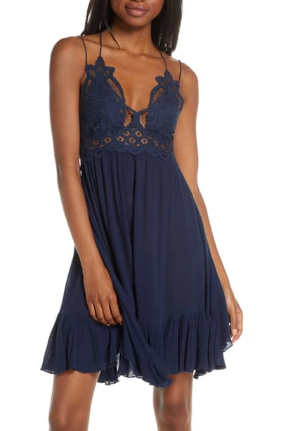 Free People Intimately Fp Adella Frilled Chemise In Navy