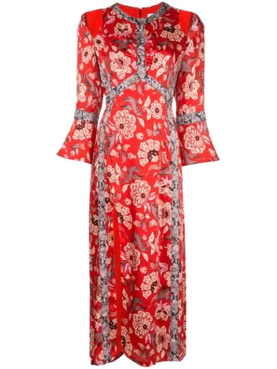 Cinq À Sept Smyth Snake Trim Paisley Midi Dress In Multicolour