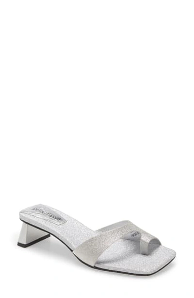 Jeffrey Campbell Teclado-2 Slide Sandal In Silver Glitter