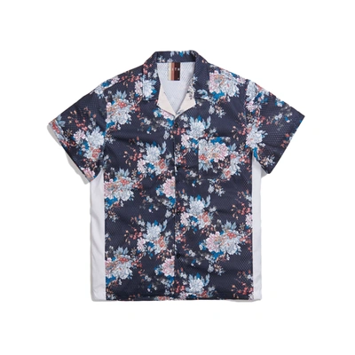 Pre-owned Kith Floral Panel Camp Shirt Navy/multi