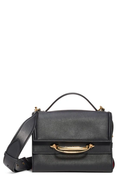 Alexander Mcqueen Small Double Flap Leather Shoulder Bag In Black/ Red