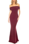 Katie May Legacy Off The Shoulder Trumpet Gown In Sangria