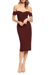 Dress The Population Bailey Off The Shoulder Body-con Dress In Burgundy
