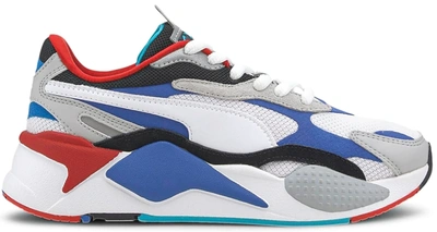 Pre-owned Puma Rs-x 3 Puzzle White Blue Red (gs) In  White/dazzling Blue-high Rise