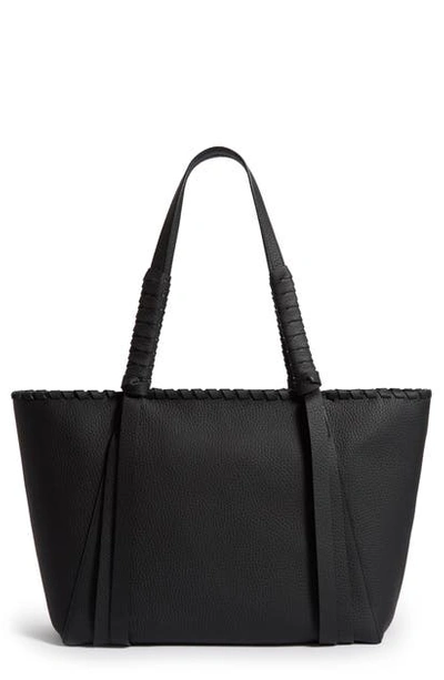 Allsaints Small Kepi East/west Leather Tote In Black