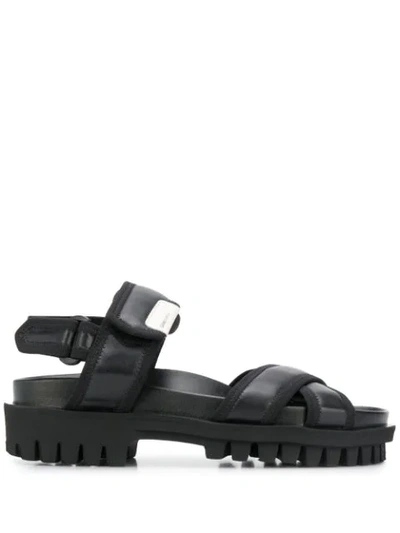 Ganni Strappy Hiking Platform Sandal In Black