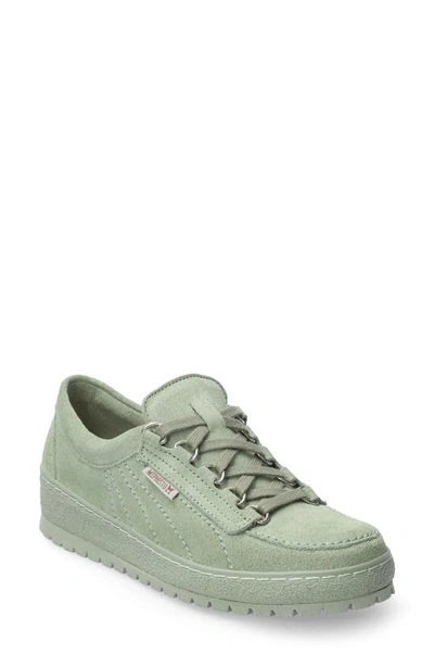 Mephisto Lady Low Top Sneaker In Light Kaki Suede