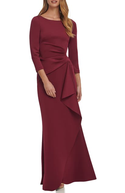 eliza j embroidered lace trumpet gown