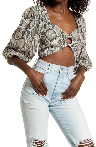 Afrm Falco Crop Top In Neutral Snake