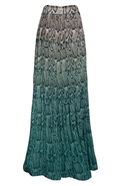 Afrm Rocco Plisse Pleat High Waist Maxi Skirt In Teal Ombre Tie Dye