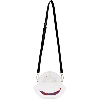 Moncler Ssense Exclusive Transparent Logo Shoulder Bag In White