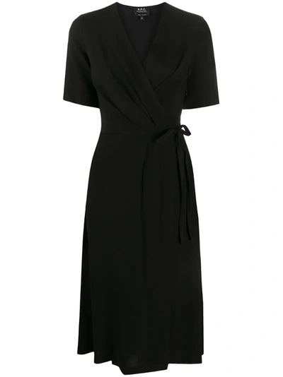 Apc Mathilda Faux-wrap Dress In Black