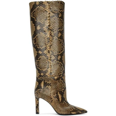 Saint Laurent Beige Python Grace 85mm Boots In 7019 Python