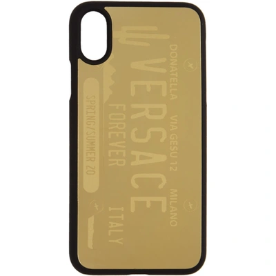 Versace Gold License Plate Logo Iphone X/xs Case In D41o Black