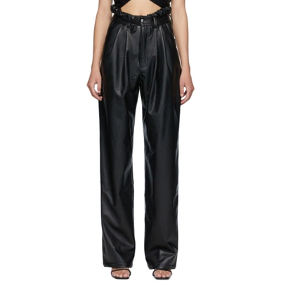 Markoo Black Faux-leather The Pleat Trousers