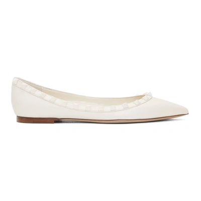 Valentino Garavani Valentino White  Tonal Rockstud Ballerina Flats In A03 Ivory